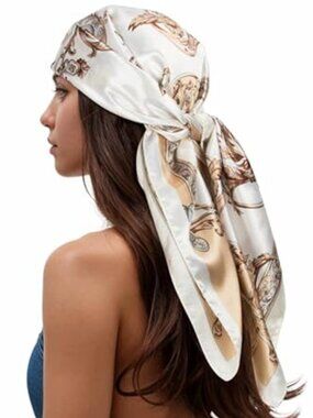 Printed Silky Head Scarf Women's Square